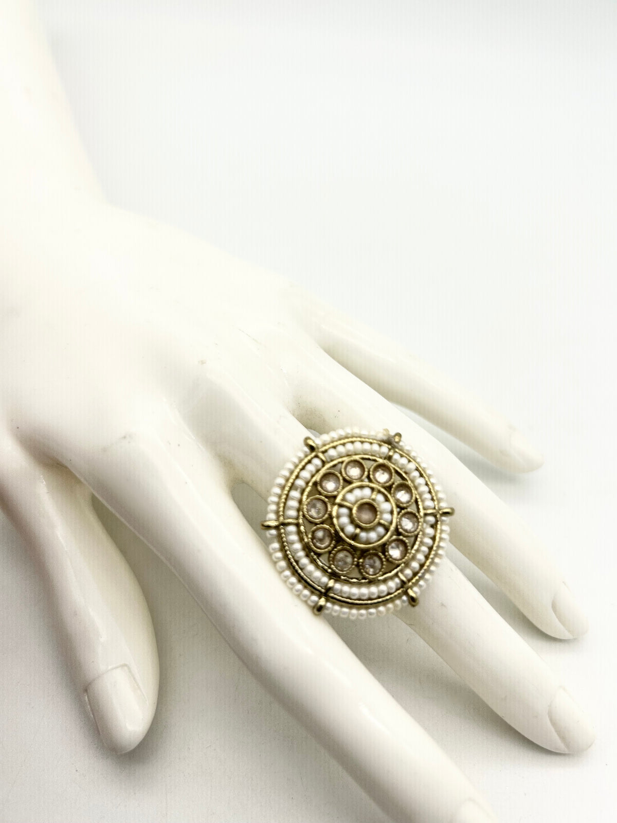 AM806 Gold adjustable ring polki