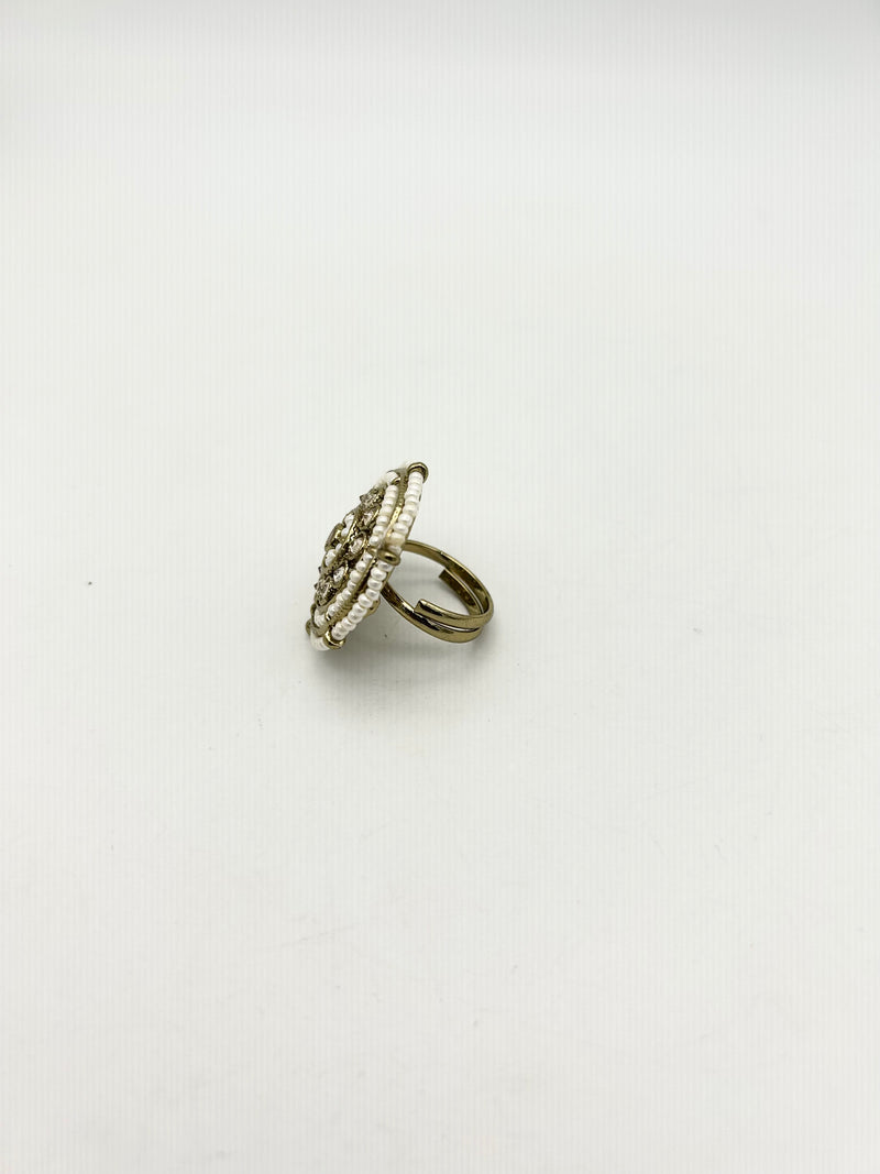 AM806 Gold adjustable ring polki