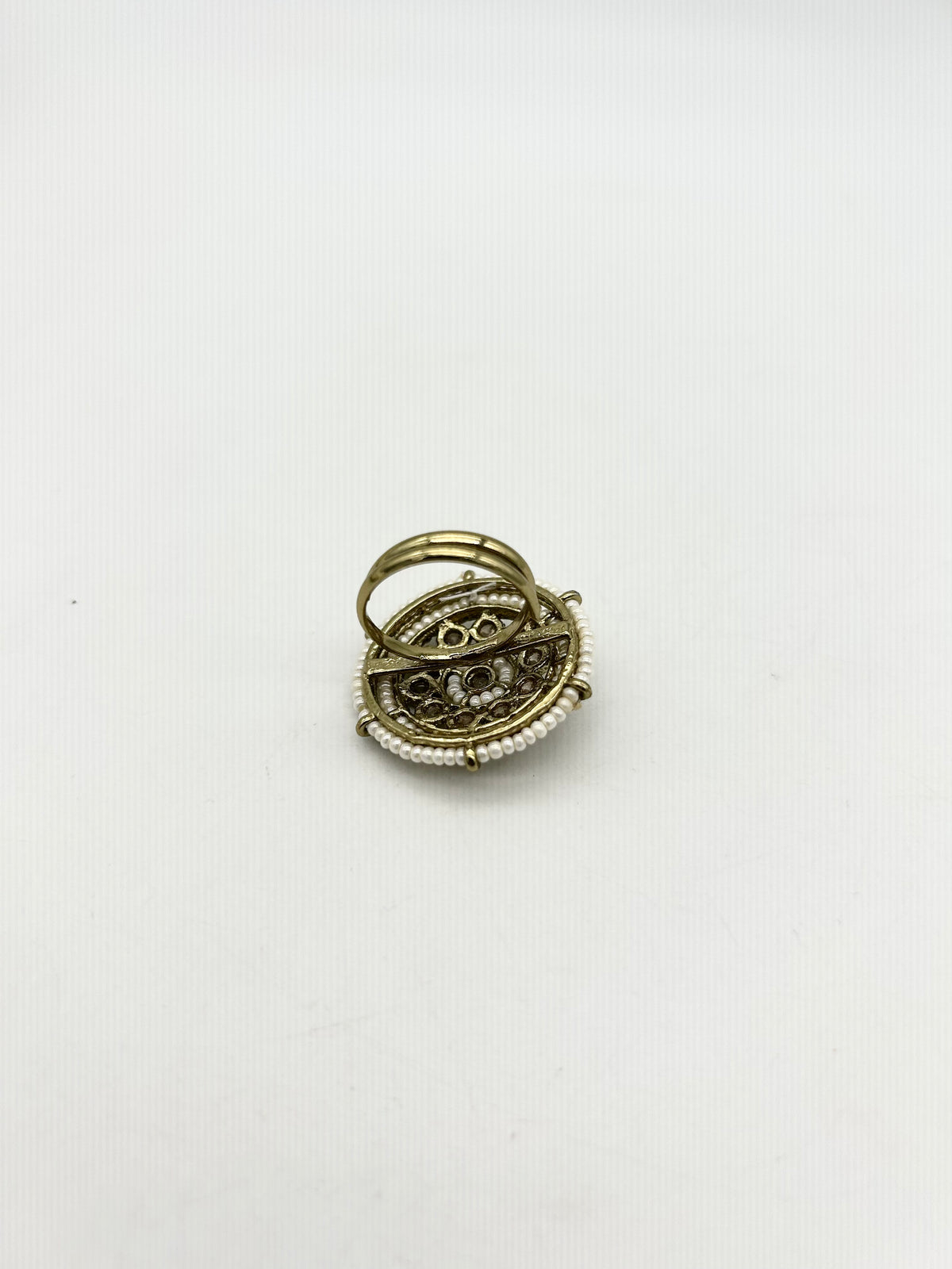 AM806 Gold adjustable ring polki