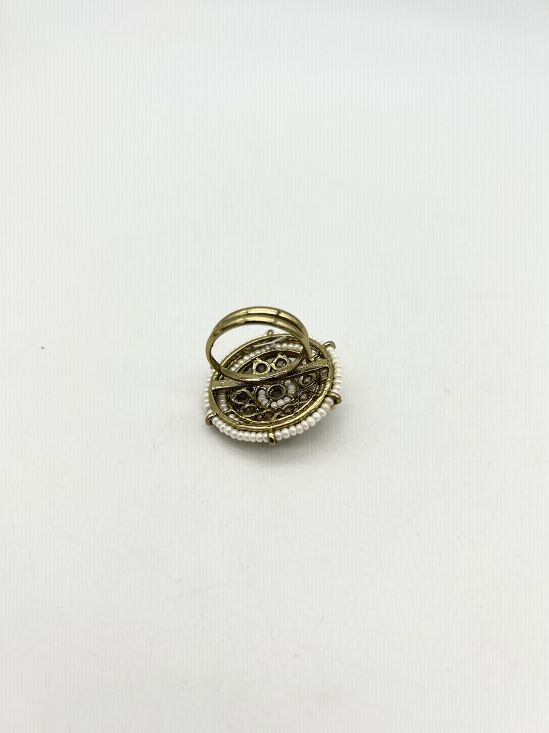 AM806 Gold adjustable ring polki