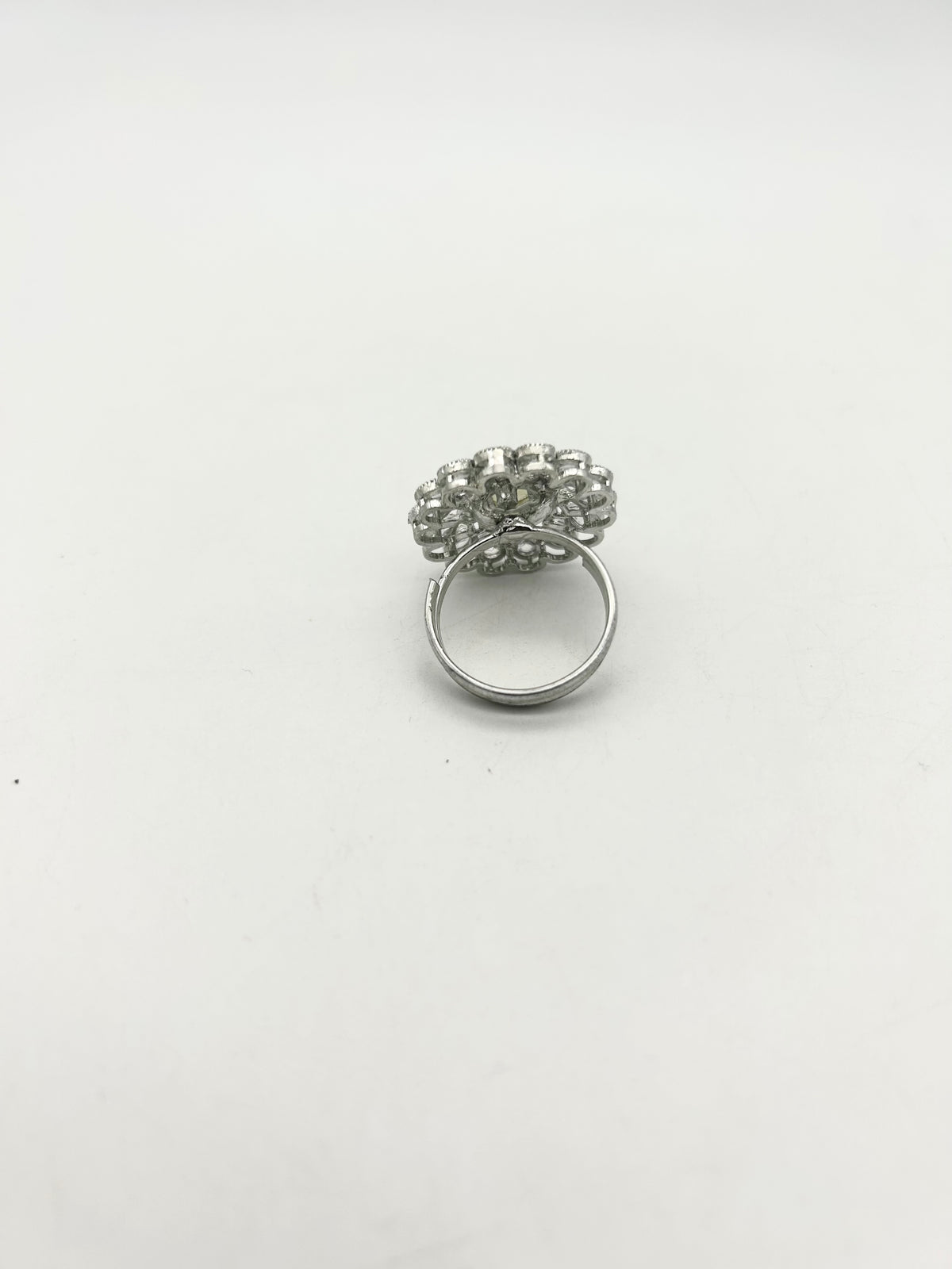 AM807 Silver and Yellow adjustable ring polki