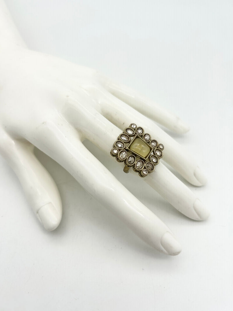 AM809 Gold and Yellow adjustable ring polki