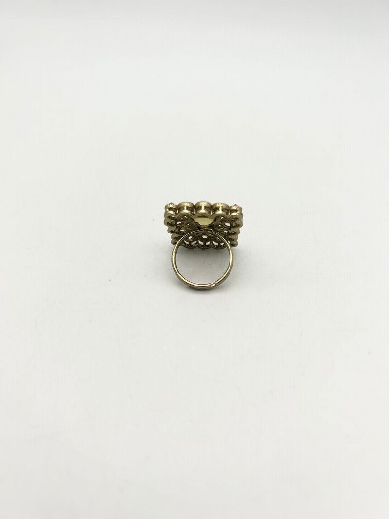 AM809 Gold and Yellow adjustable ring polki