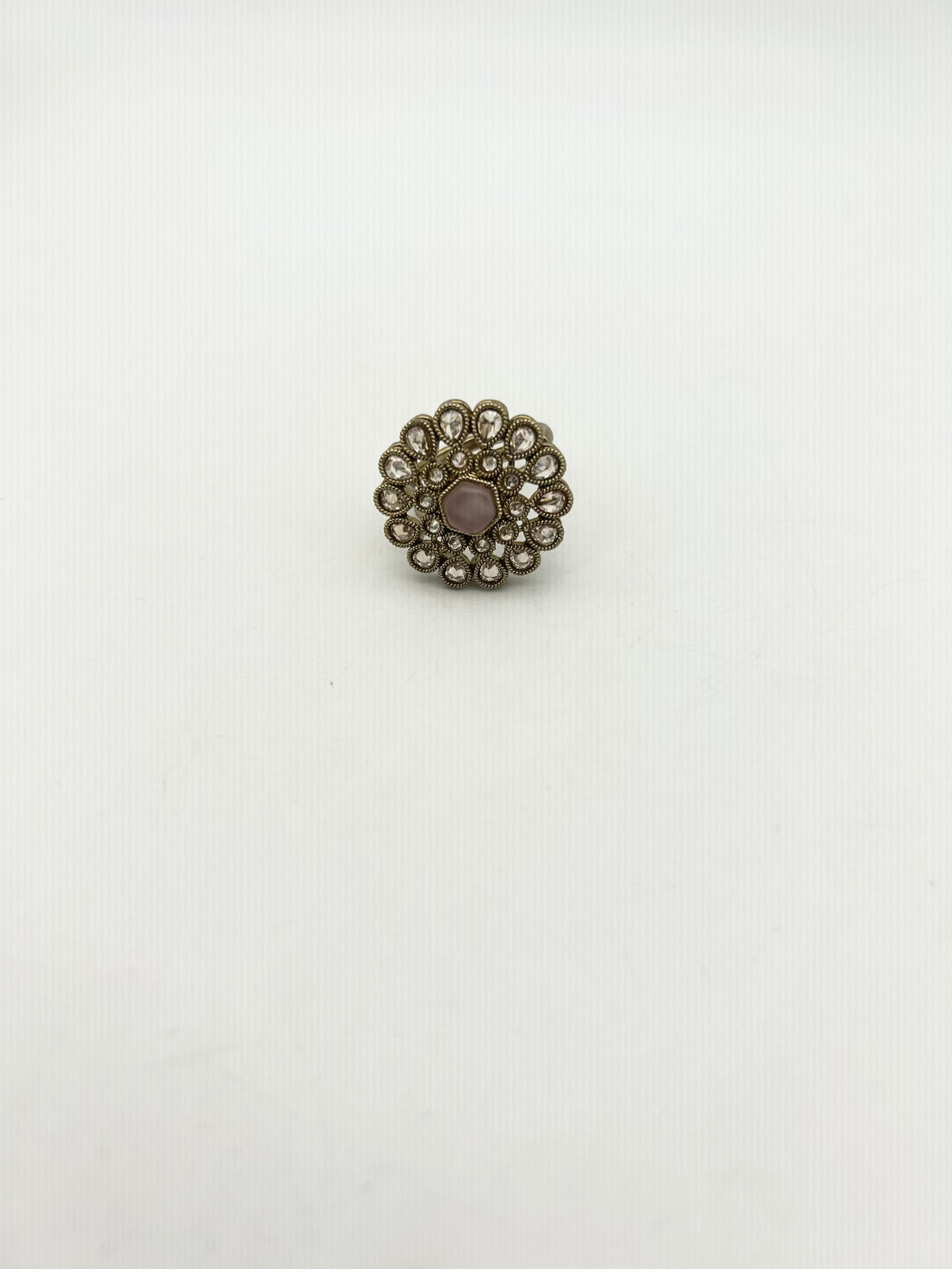 AM807 Gold and Pink adjustable polki ring