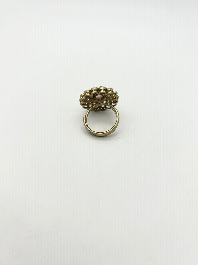 AM807 Gold and Pink adjustable polki ring