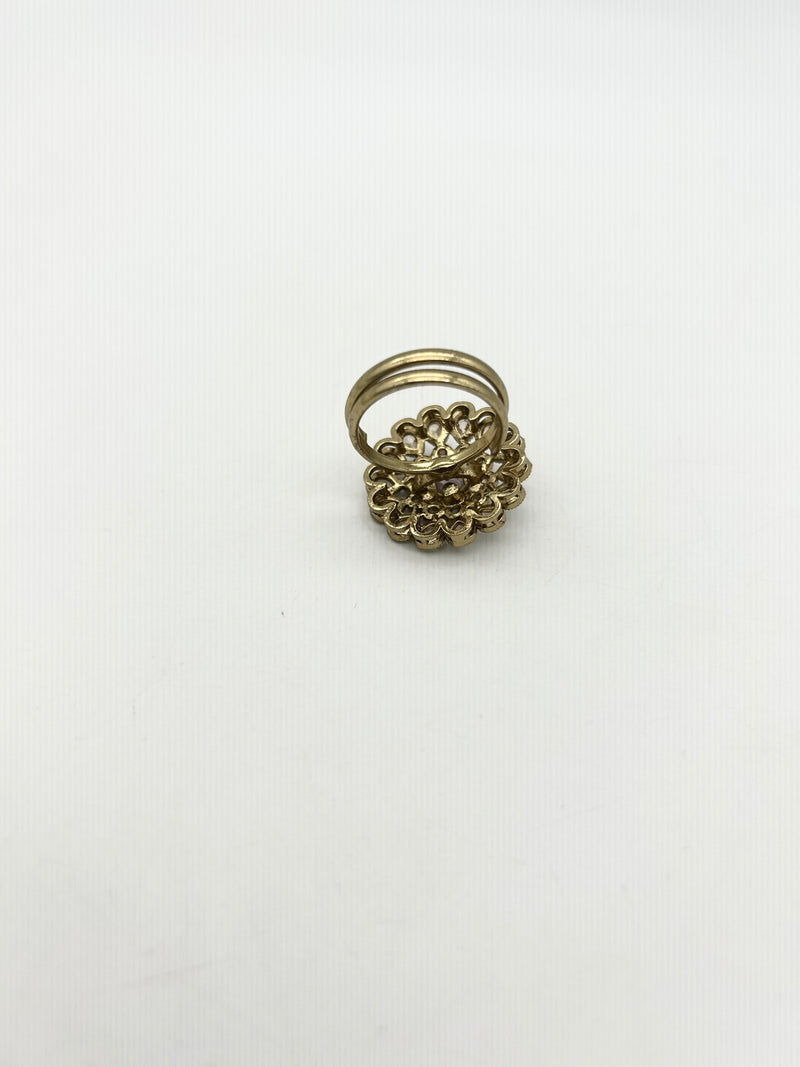 AM807 Gold and Pink adjustable polki ring