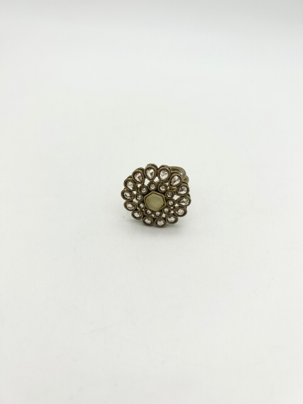 AM807 Gold and Yellow adjustable ring polki