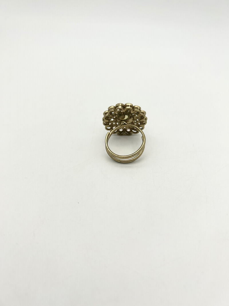 AM807 Gold and Yellow adjustable ring polki
