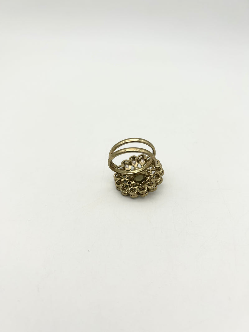 AM807 Gold and Yellow adjustable ring polki