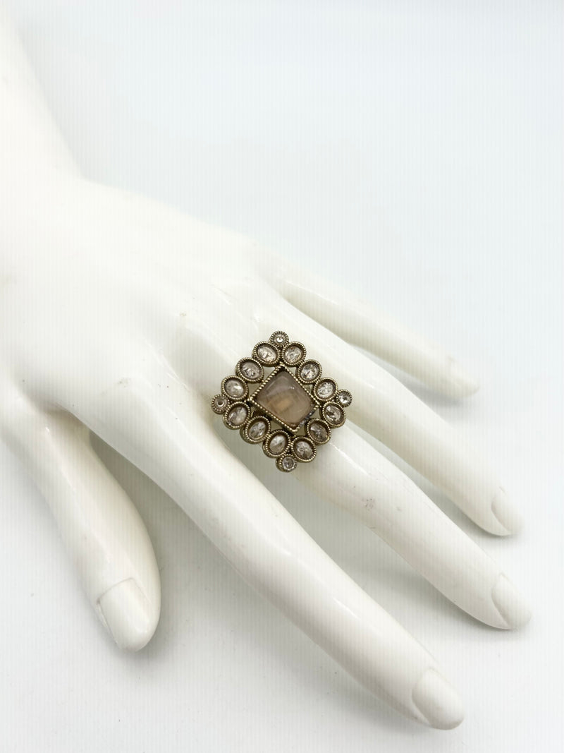 AM809 Gold adjustable polki ring