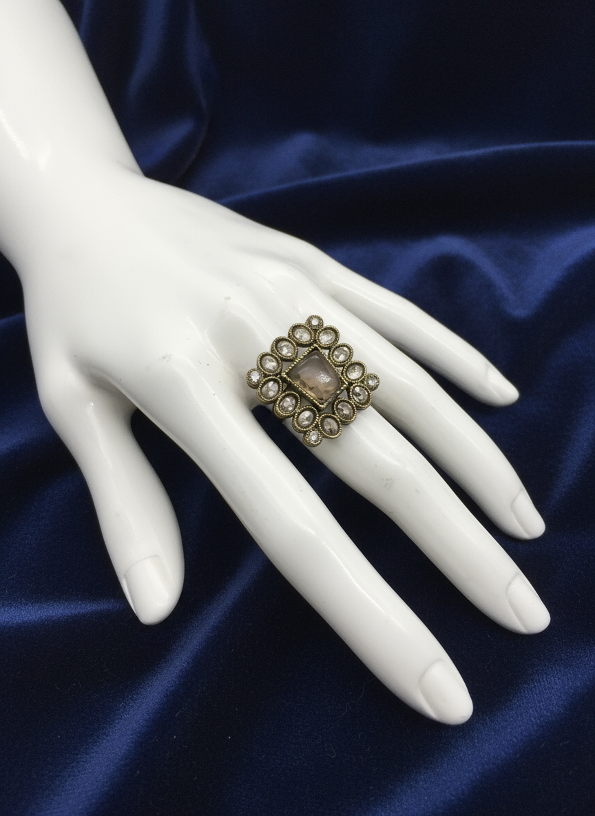 AM809 Gold adjustable polki ring