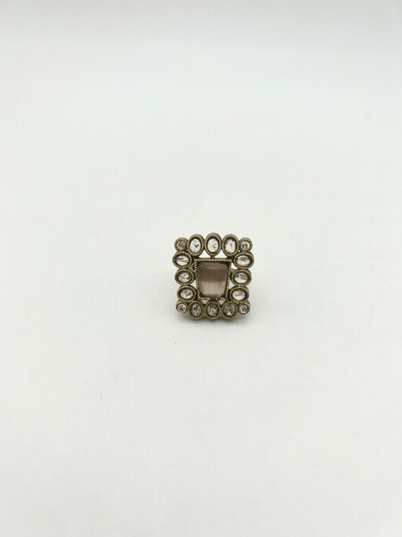 AM809 Gold adjustable polki ring