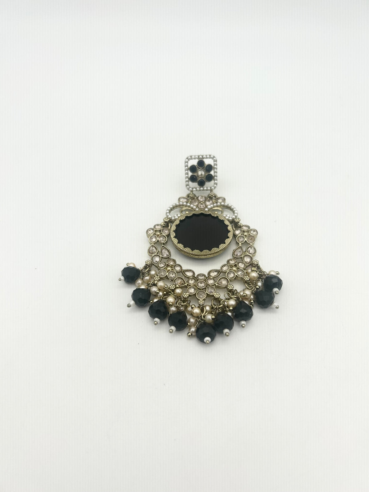 AM022 Gold and Black Earrings polki