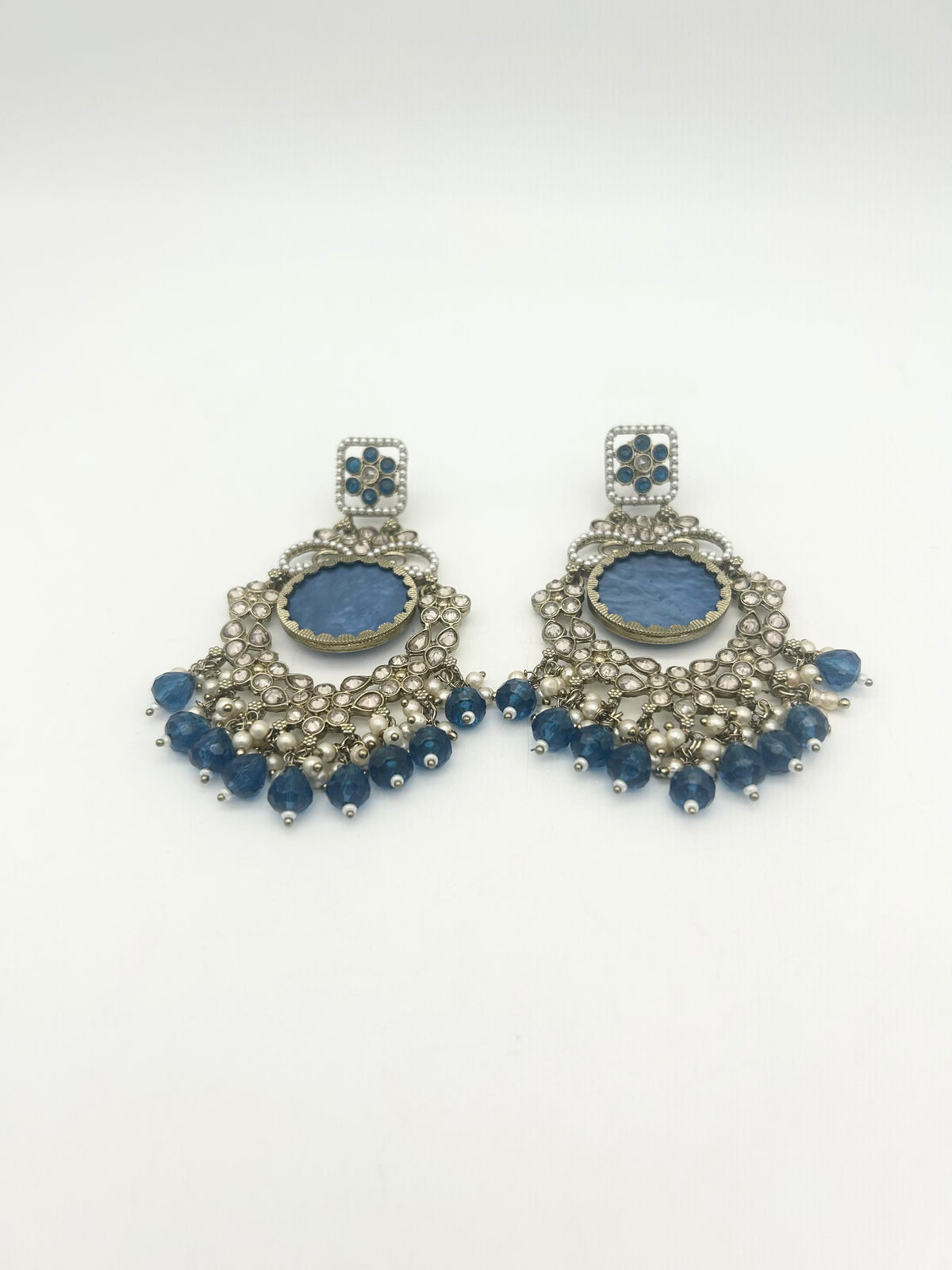 AM022 Gold and Blue Earring polki