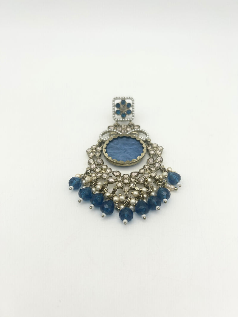 AM022 Gold and Blue Earring polki