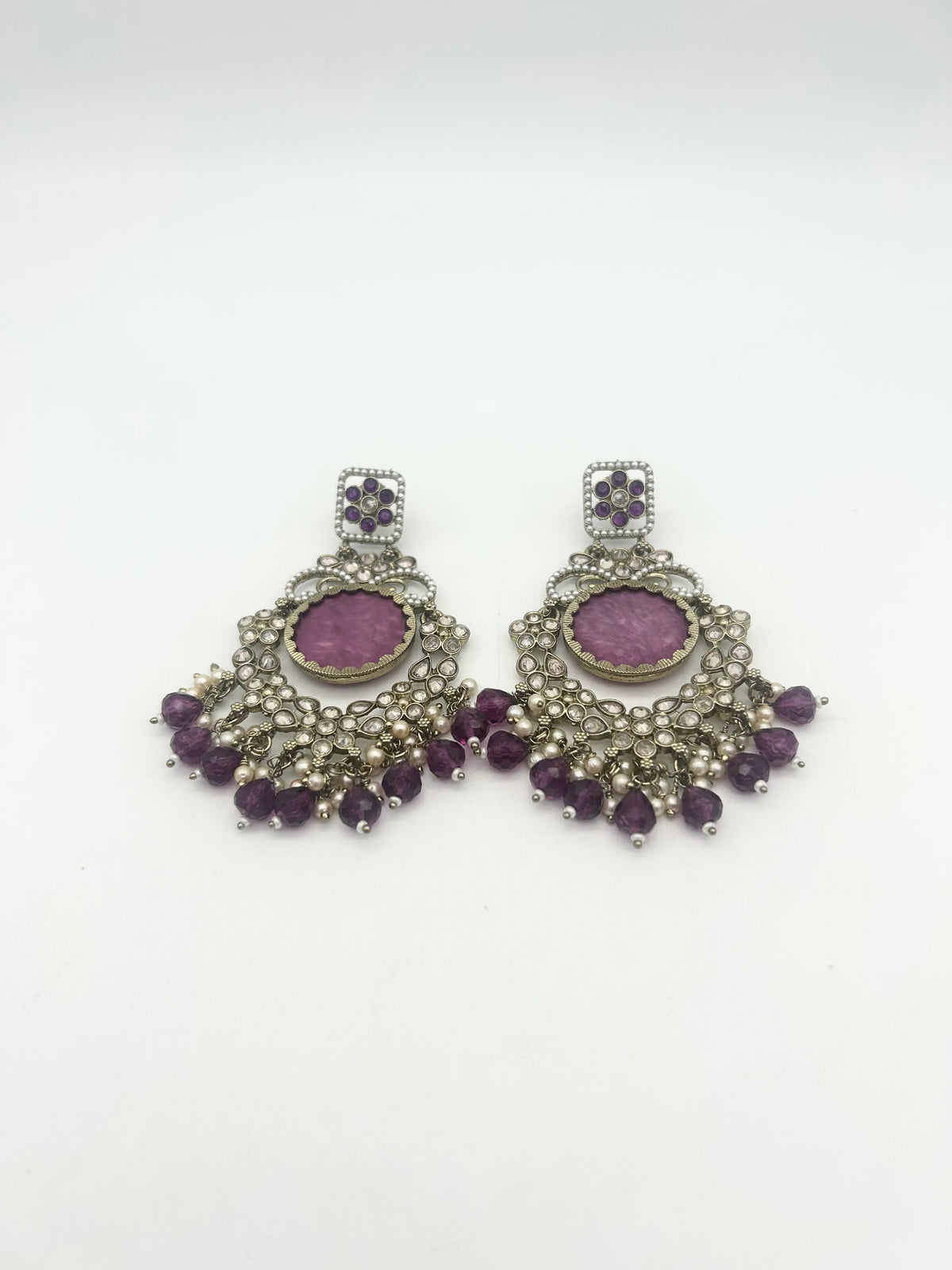 AM022 Gold and Purple Earrings polki