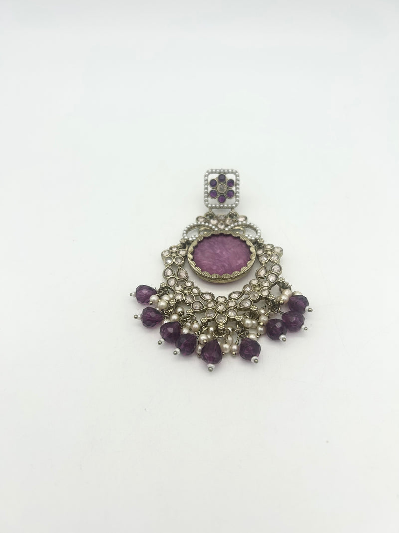 AM022 Gold and Purple Earrings polki