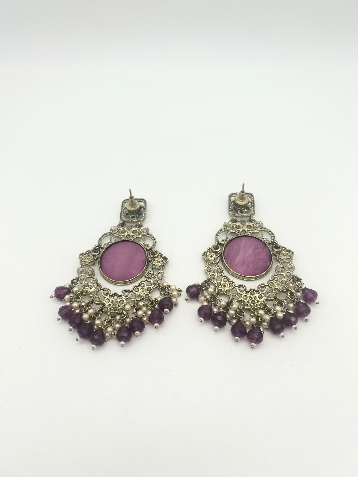 AM022 Gold and Purple Earrings polki