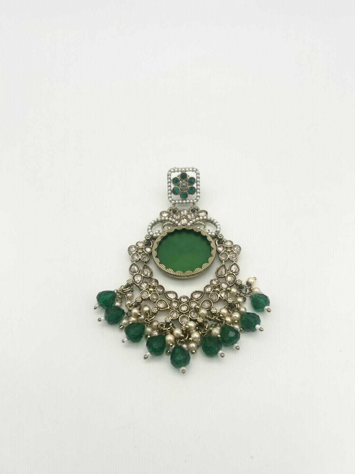 AM022 Gold and Green Earrings polki