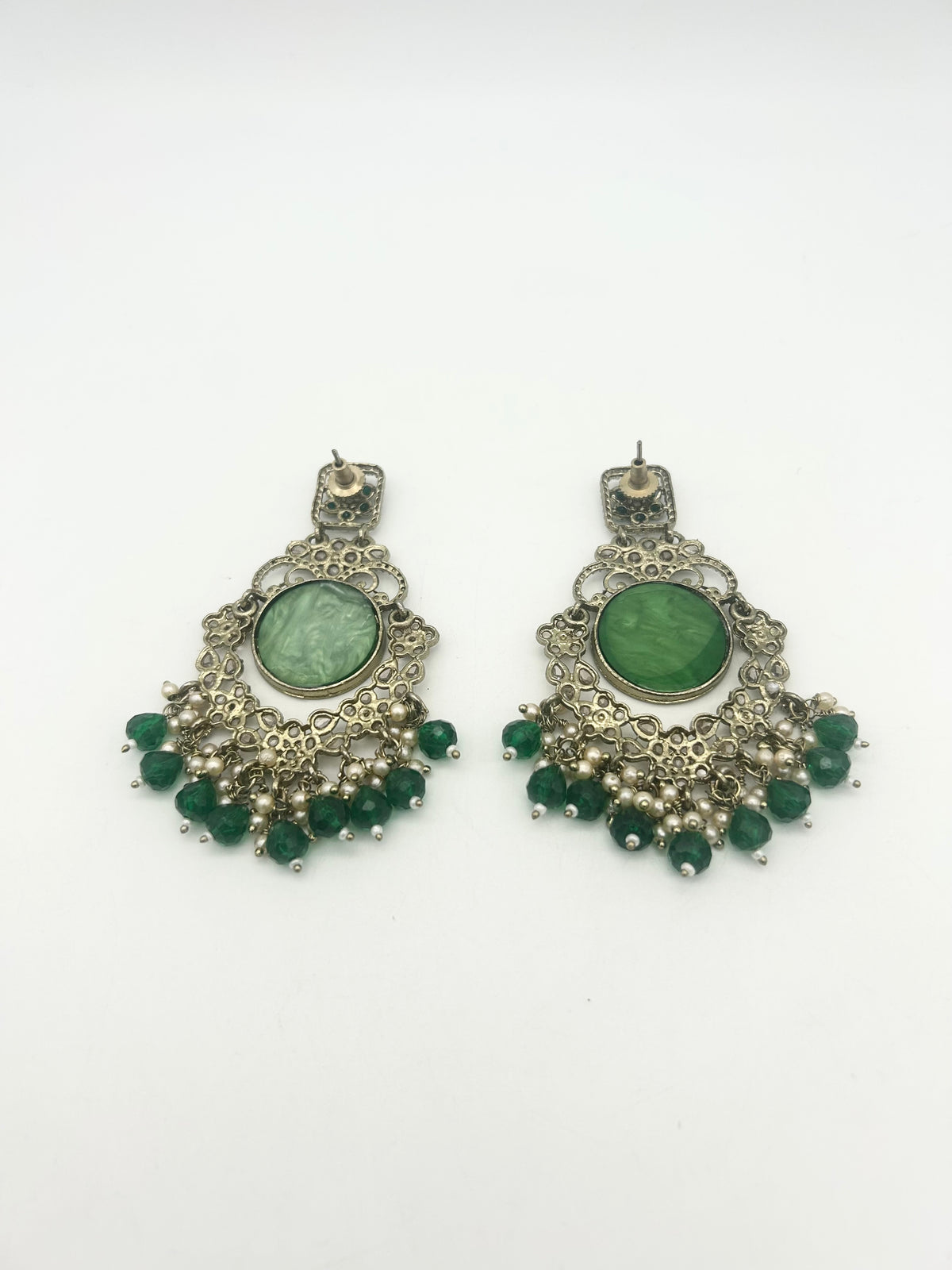 AM022 Gold and Green Earrings polki