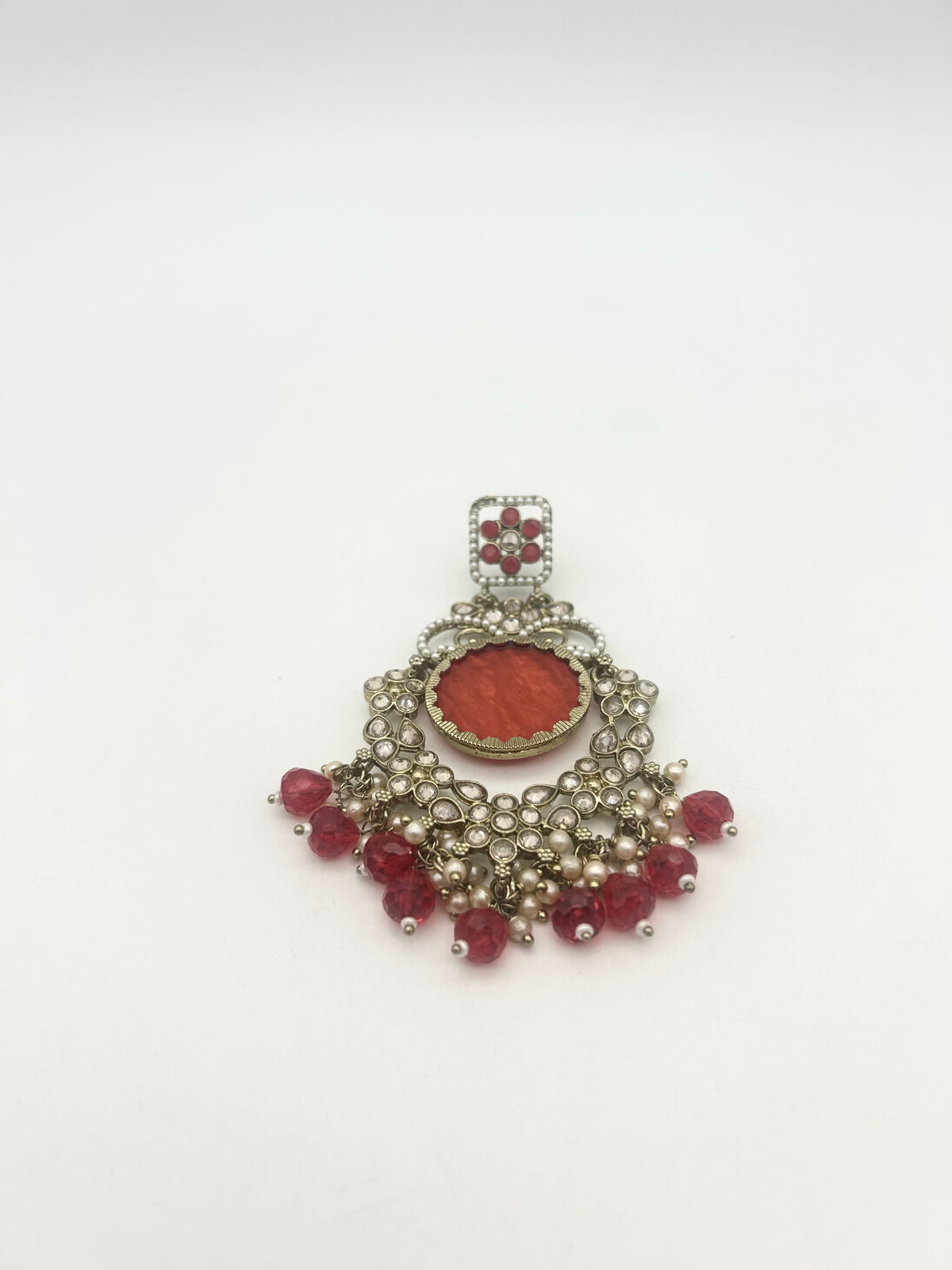 AM022 Gold and Red Earrings polki