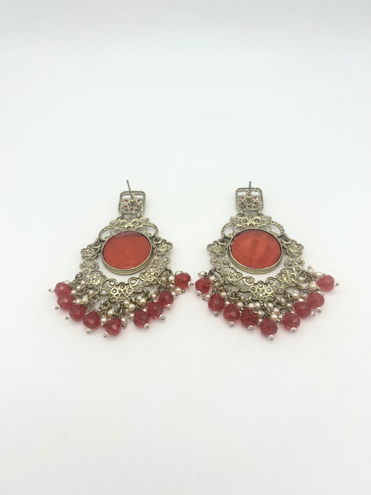 AM022 Gold and Red Earrings polki