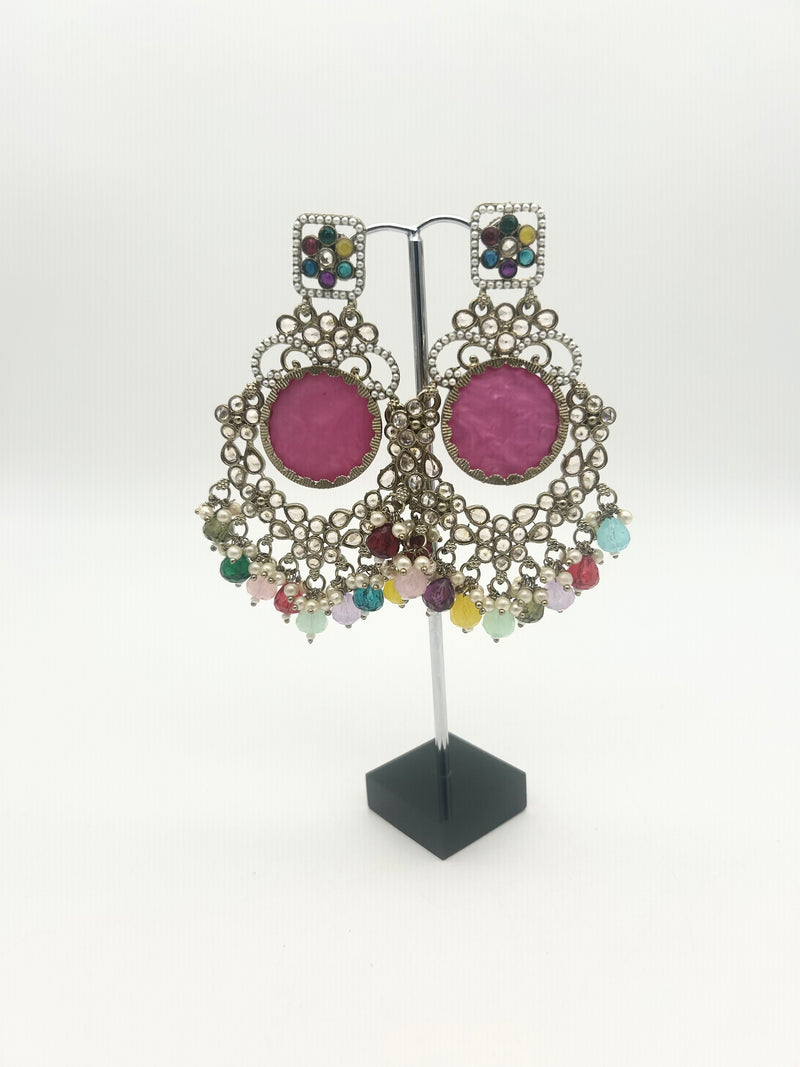 AM022 Gold and Multicolour earrings polki