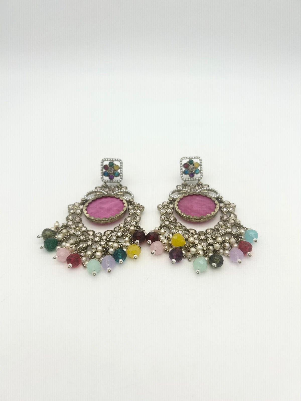 AM022 Gold and Multicolour earrings polki