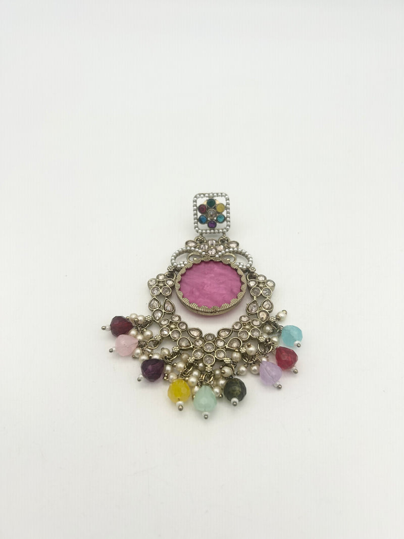 AM022 Gold and Multicolour earrings polki