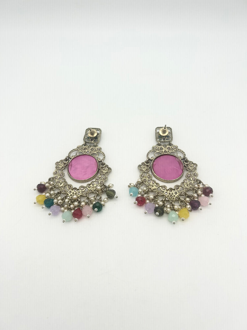 AM022 Gold and Multicolour earrings polki