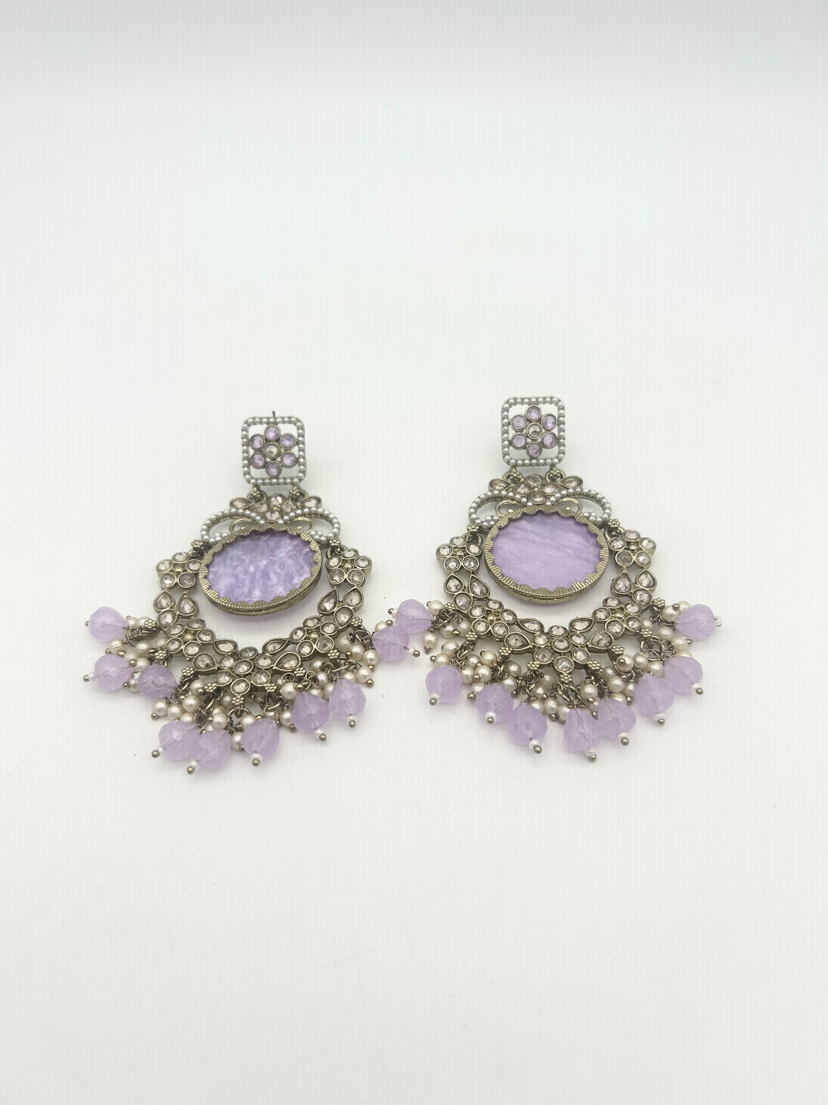AM022 Gold and Lilac Earrings polki