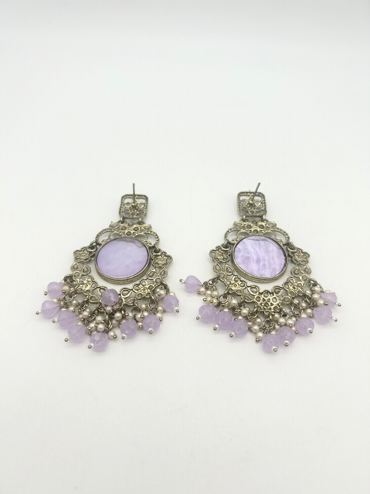 AM022 Gold and Lilac Earrings polki