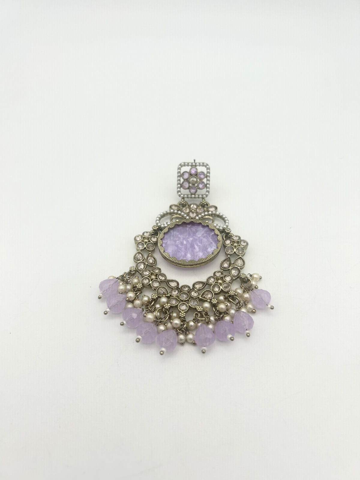 AM022 Gold and Lilac Earrings polki