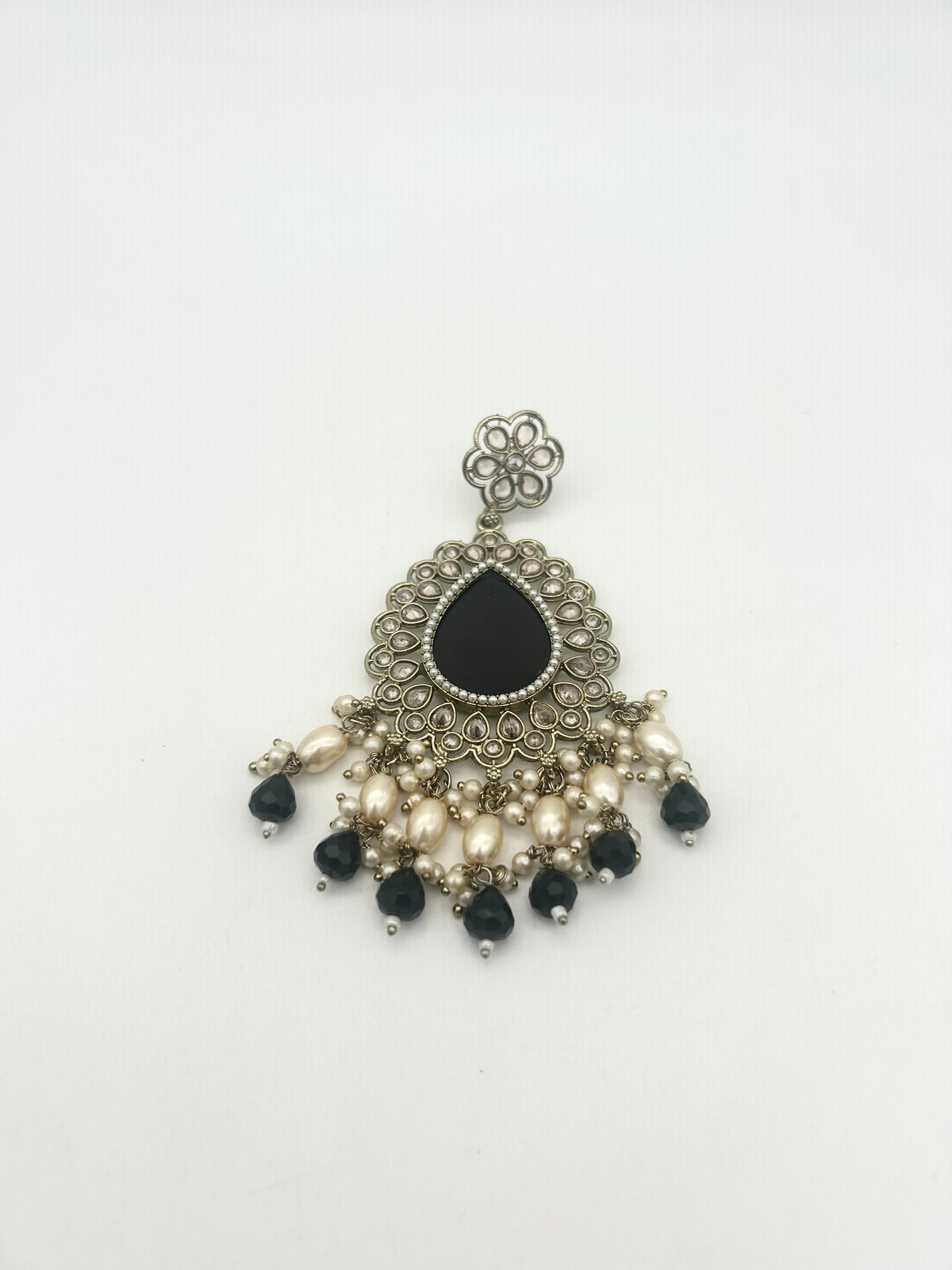 AM021 Gold and Black Earrings polki