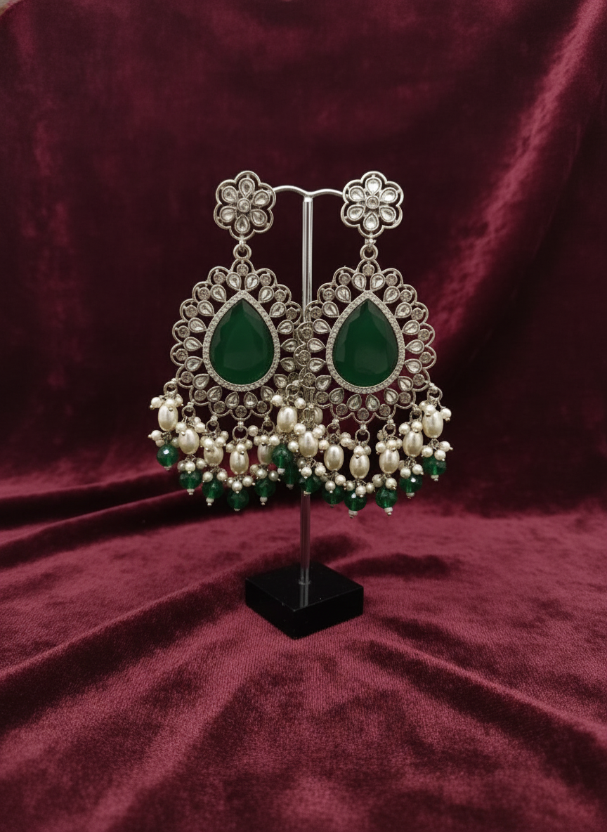 AM021 Gold and Green earrings polki