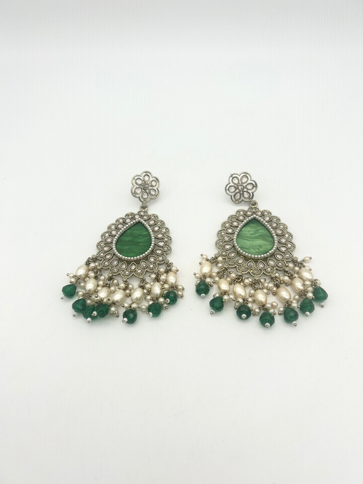 AM021 Gold and Green earrings polki