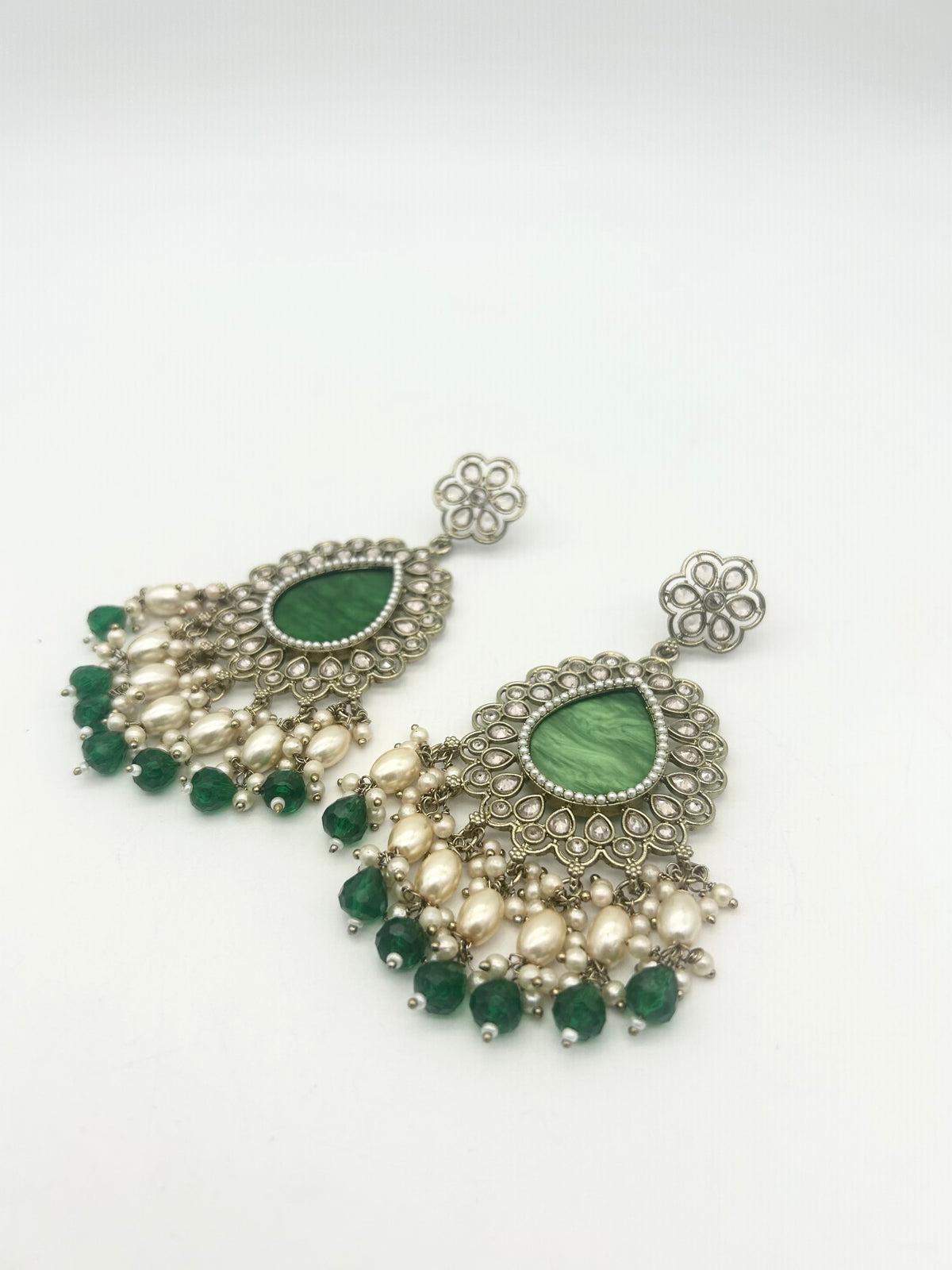 AM021 Gold and Green earrings polki