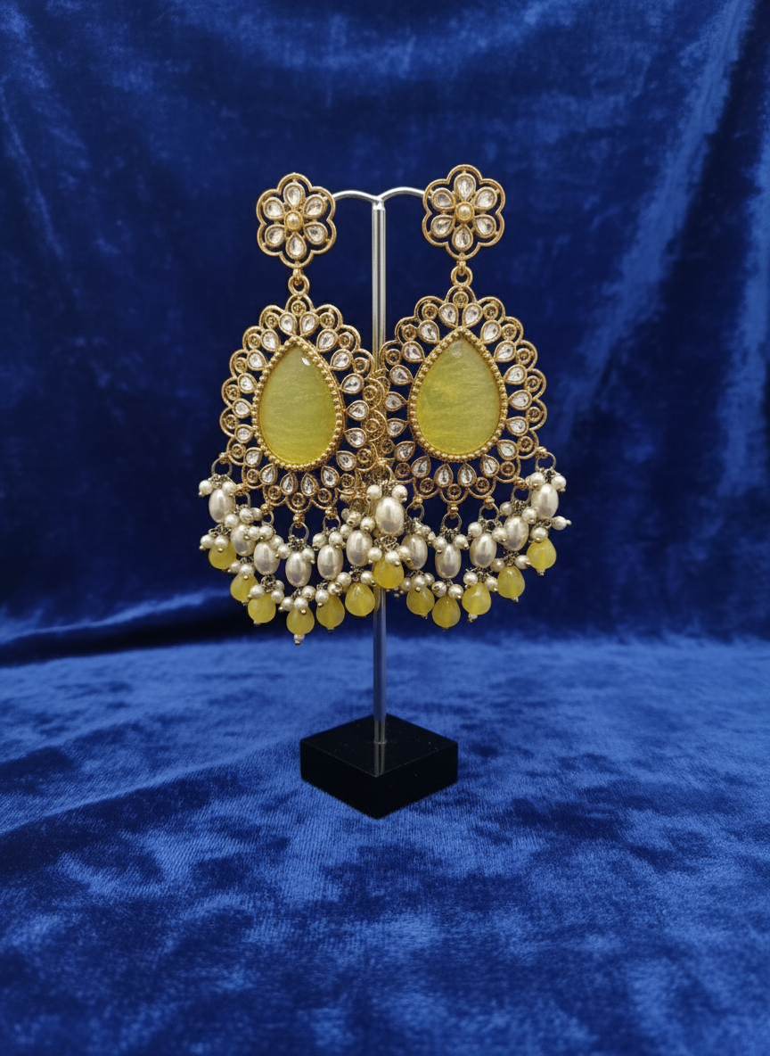AM021 Gold and Yellow Earings polki