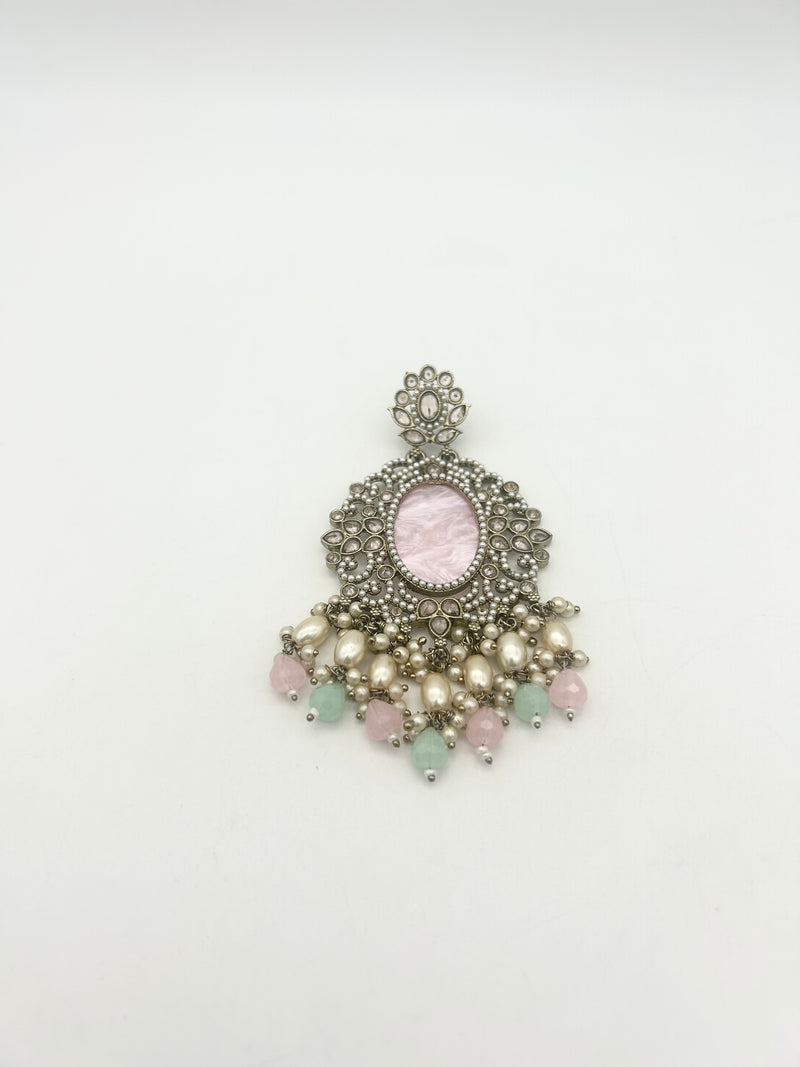 AM020 Gold, Mint and Pink earrings polki