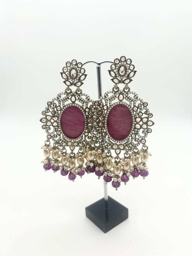 AM020 Gold and Purple Earrings polki