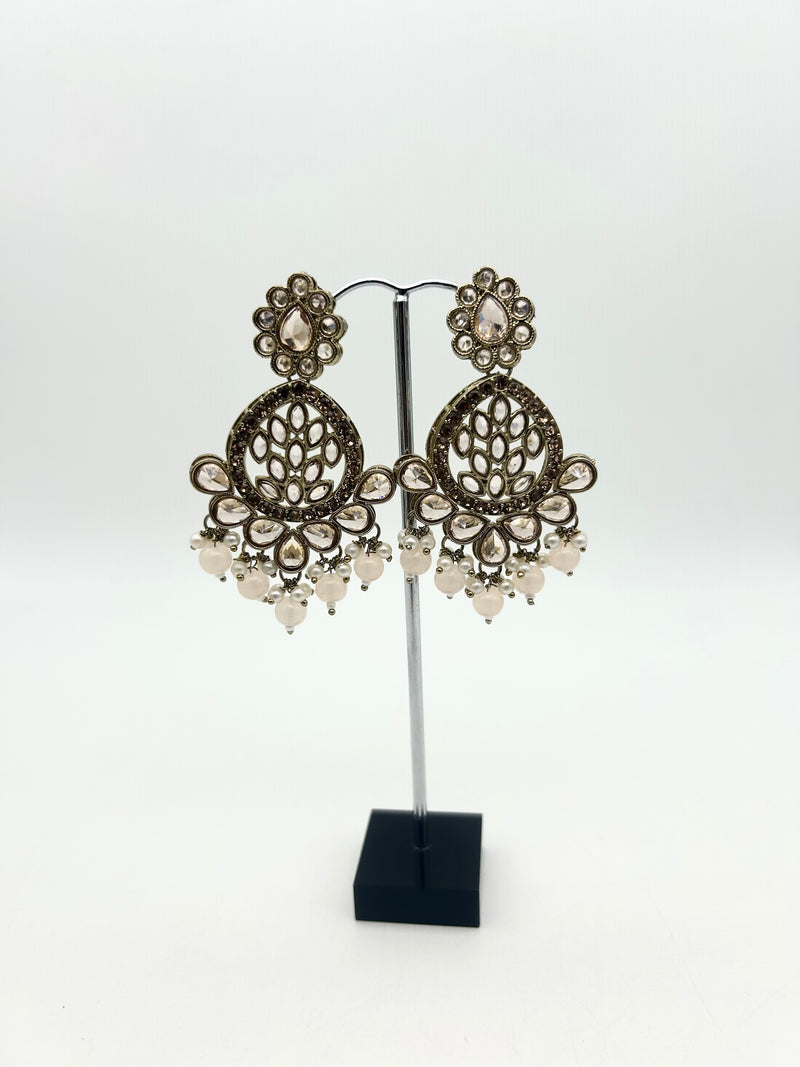 AM025 Gold and Peach Earrings polki