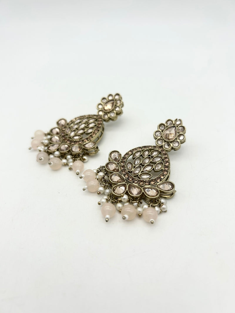 AM025 Gold and Peach Earrings polki