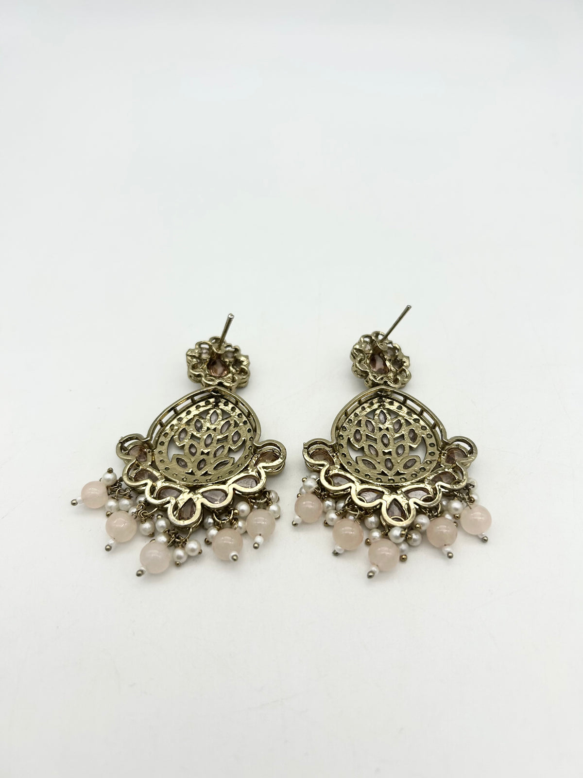 AM025 Gold and Peach Earrings polki