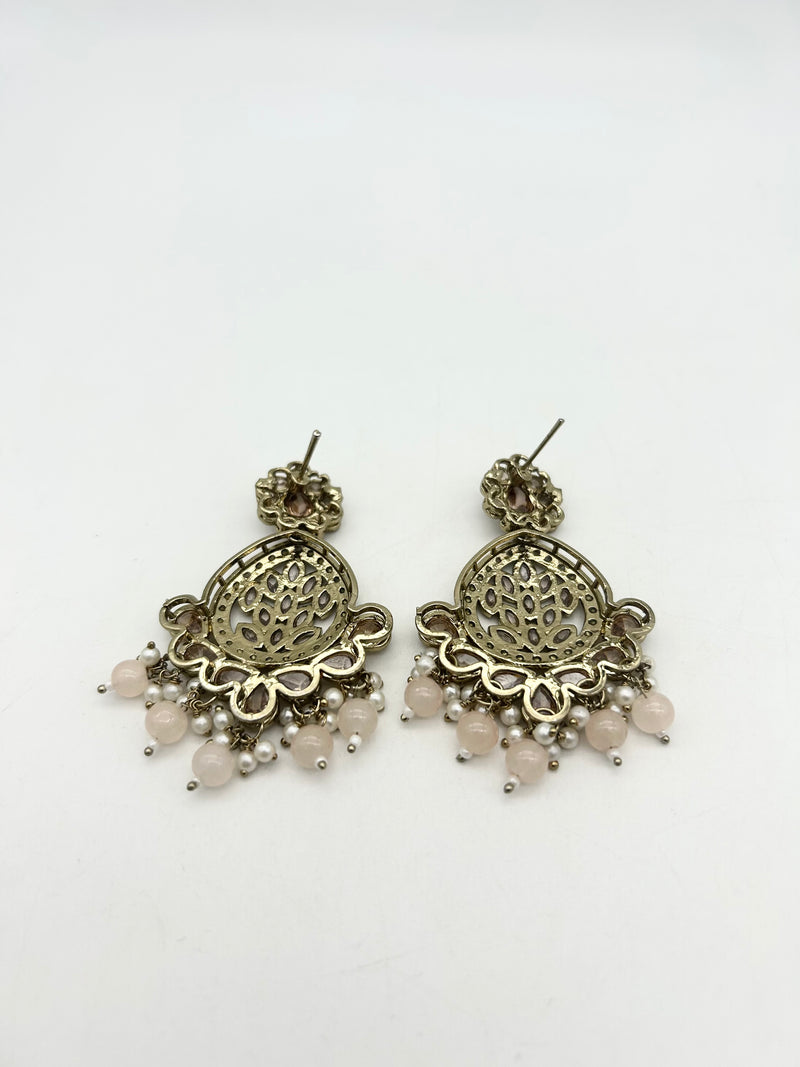 AM025 Gold and Peach Earrings polki