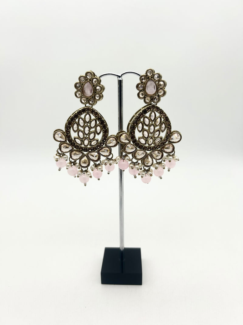 AM025 Gold and Pink earrings polki