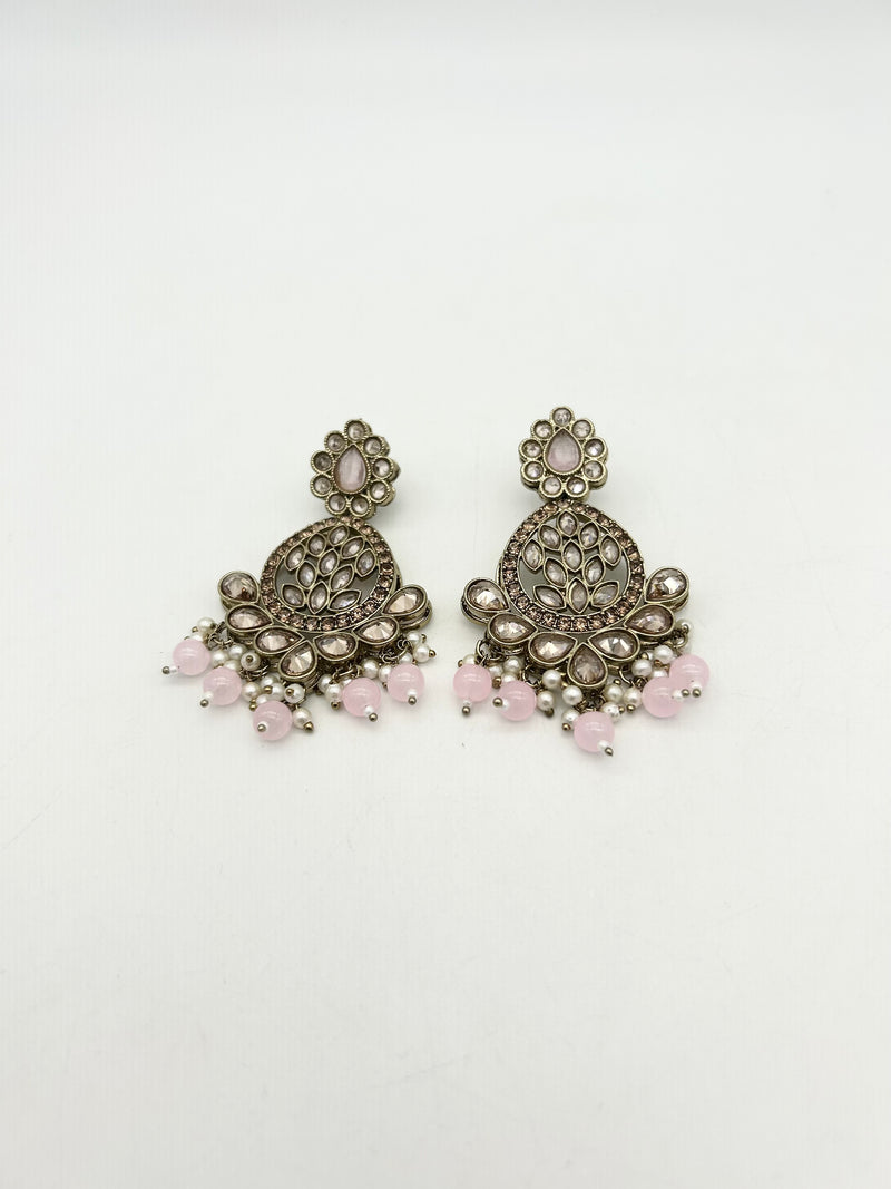 AM025 Gold and Pink earrings polki