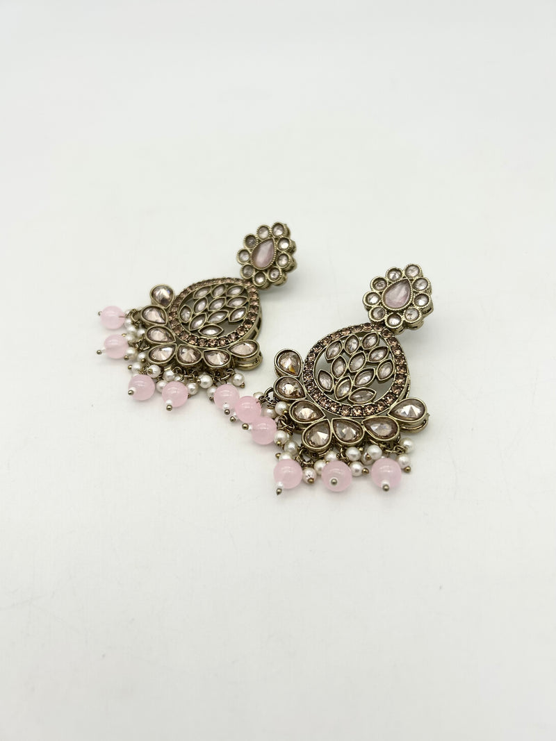 AM025 Gold and Pink earrings polki