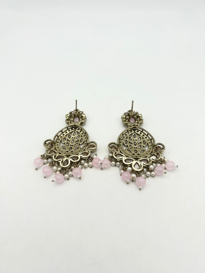 AM025 Gold and Pink earrings polki