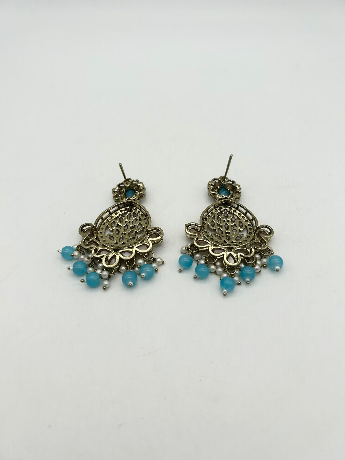 AM025 Gold and Blue earrings polki