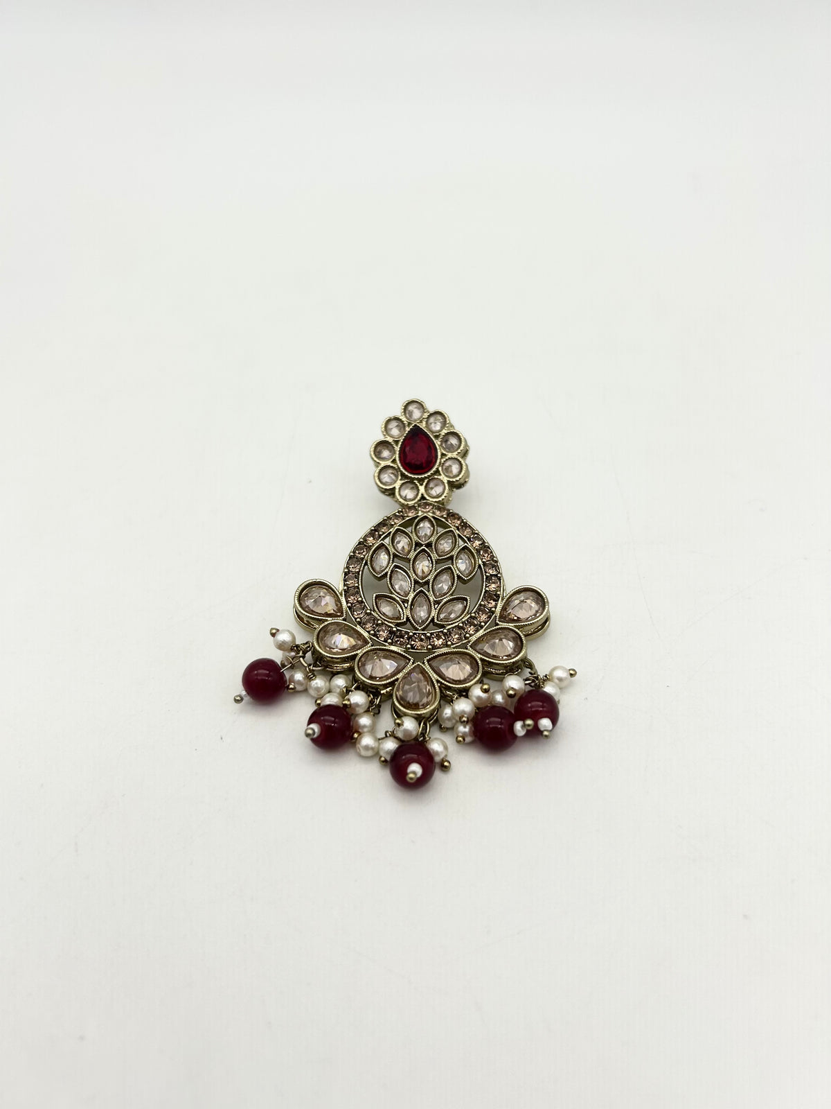 AM025 Gold and Maroon Earrings Polki